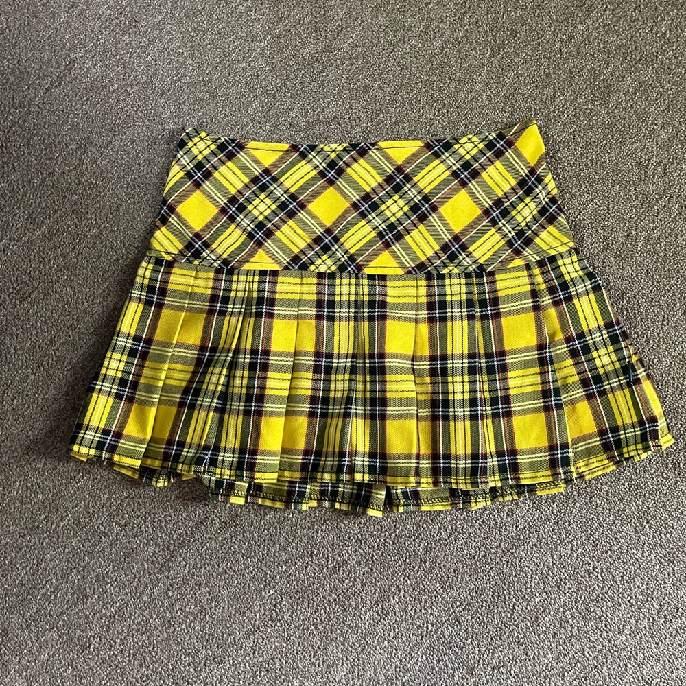 Tripp NYC Yellow Plaid Skater Skirt
